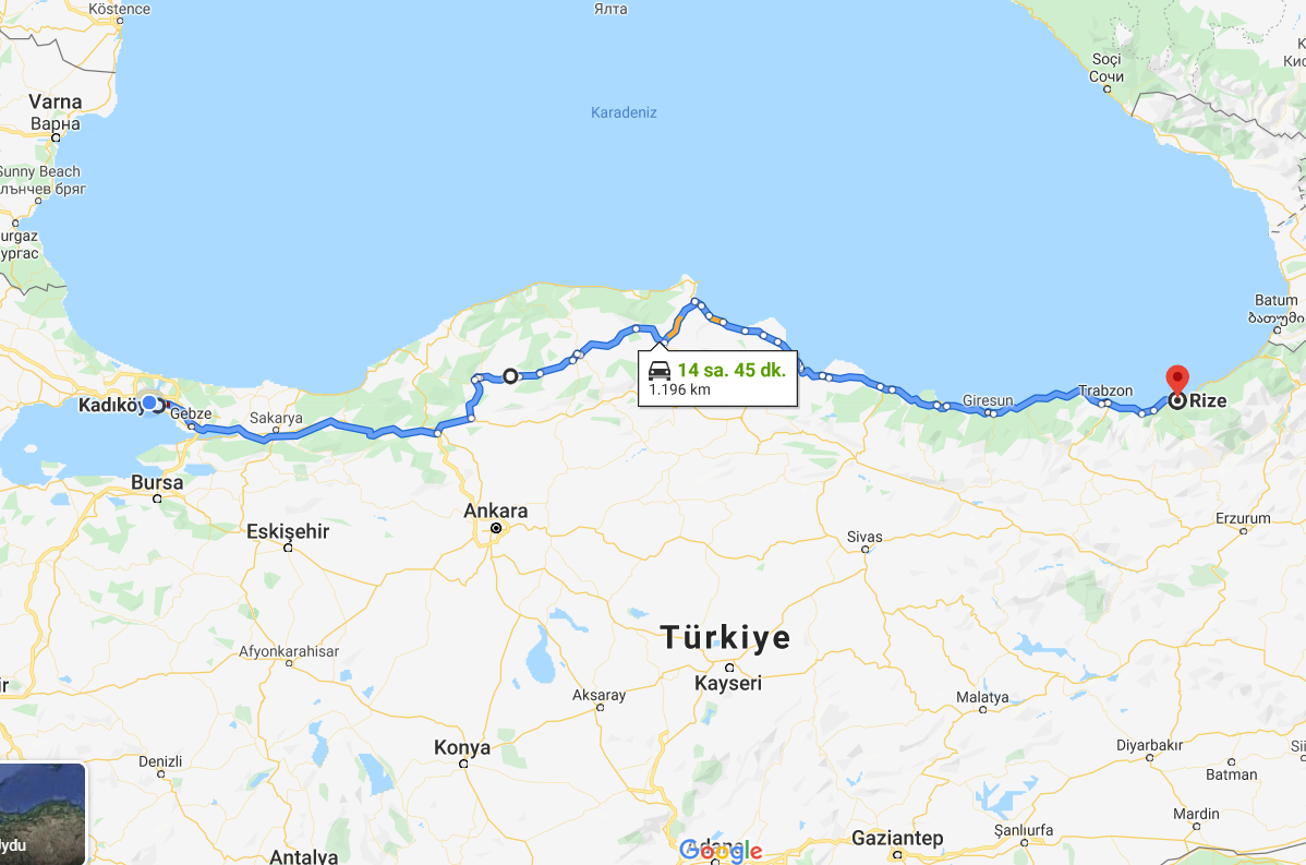 istanbul rize pet kargo tur rotası